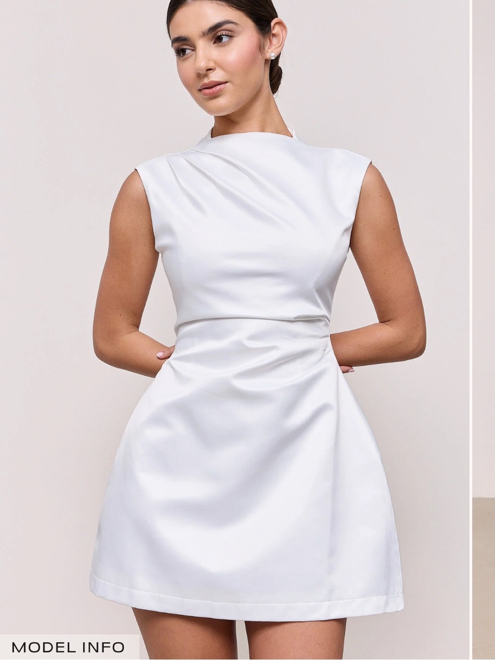 Odd Muse Satin Straight Neck Mini Dress
